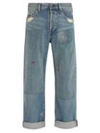 Matchesfashion.com Gucci - Distressed Wide Leg Jeans - Mens - Blue
