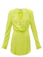 Matchesfashion.com The Attico - Button-through Crepe Wrap Dress - Womens - Light Green