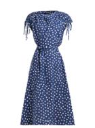 Matchesfashion.com A.p.c. - Clare Polka Dot Cotton Blend Poplin Midi Dress - Womens - Navy White
