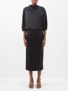 Toteme - Draped Satin Dress - Womens - Black