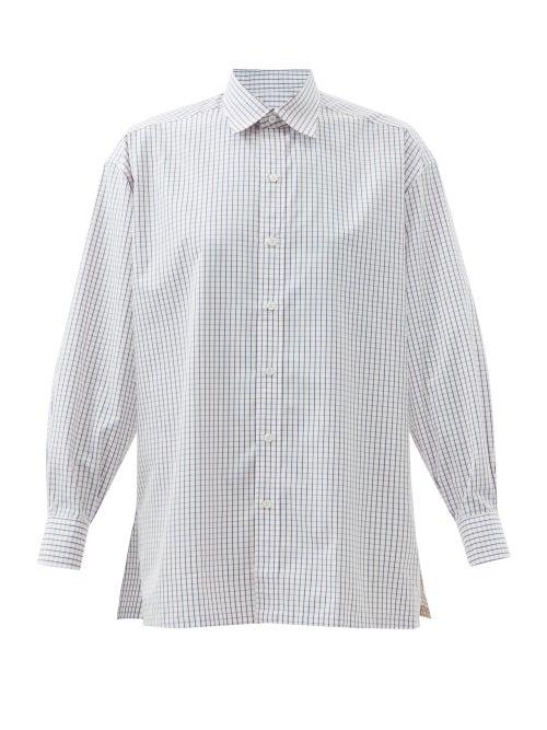 Charvet - Checked Cotton-poplin Shirt - Womens - Pink Print