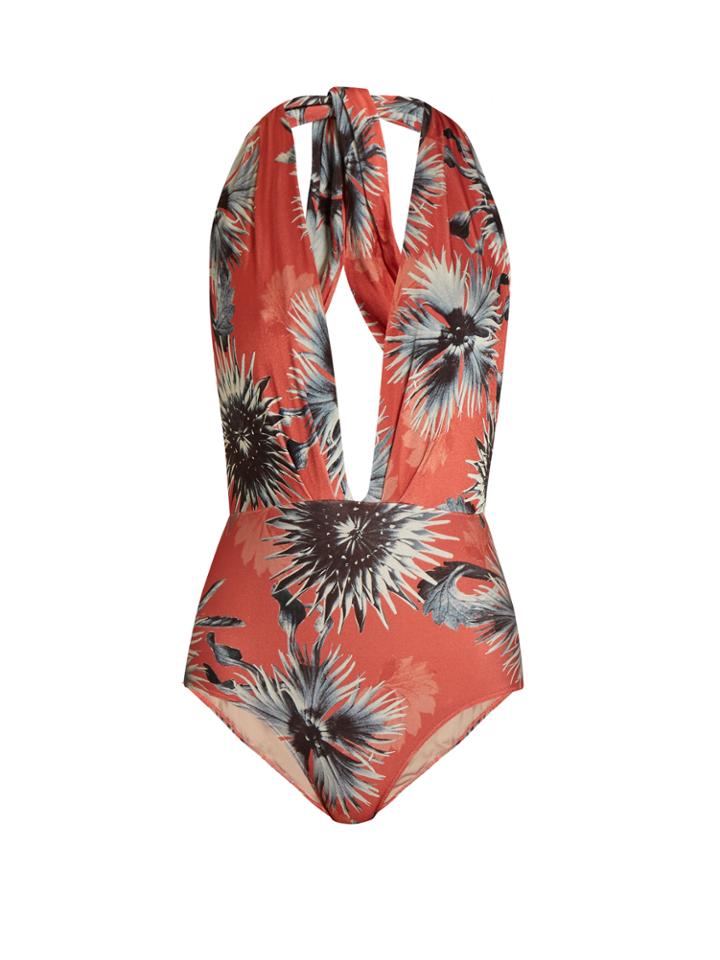 Adriana Degreas Floral-print Halterneck Swimsuit
