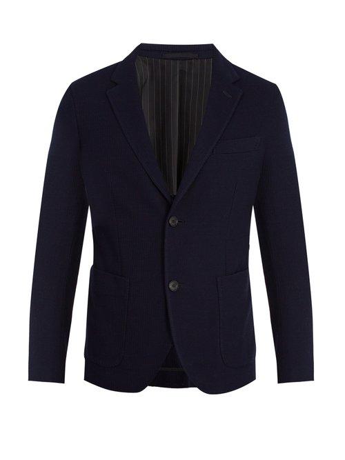 Matchesfashion.com Berluti - Waffle Knit Cotton Blazer - Mens - Navy