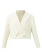 Matchesfashion.com Raey - Cropped Double-breasted Wool-twill Tux Jacket - Womens - Ivory