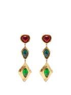 Saint Laurent - Triple-drop Glass-crystal Earrings - Womens - Multi