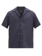 Matchesfashion.com Edward Crutchley - Cuban-collar Silk Shirt - Mens - Navy