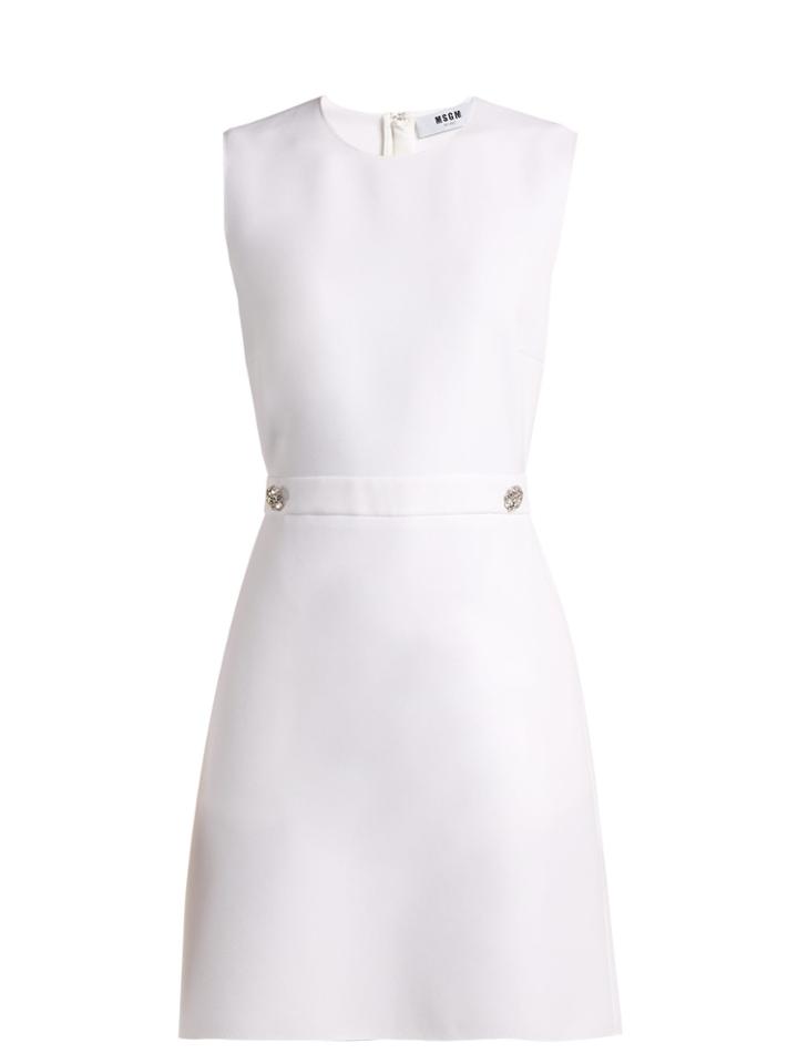 Msgm Crystal Button Sleeveless Crepe Dress