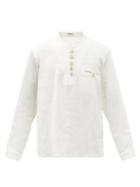 Matchesfashion.com Commas - Quarter-button Linen-blend Shirt - Mens - White