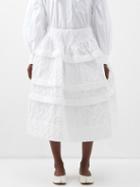 Simone Rocha - Tiered Floral-cloqu Organza Midi Skirt - Womens - Ivory