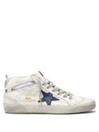 Matchesfashion.com Golden Goose Deluxe Brand - Mid Star Croc Embossed Leather And Suede Trainers - Womens - White