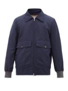 Matchesfashion.com Brunello Cucinelli - Contrast-cuff Canvas Bomber Jacket - Mens - Navy