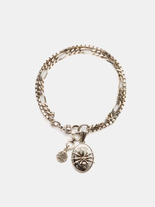 Alexander Mcqueen - Spider Skull Pendant Chain Bracelet - Mens - Silver