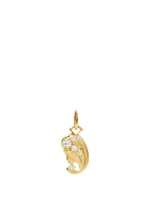Matchesfashion.com Jade Trau - Virgo Diamond & 18kt Gold Zodiac Charm - Womens - Yellow Gold