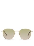 Matchesfashion.com Saint Laurent - Round Metal Sunglasses - Mens - Green Gold