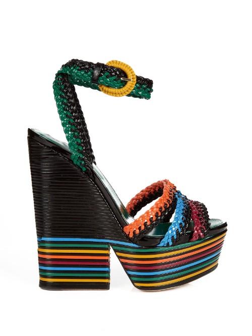 Sergio Rossi Boavista Leather Platform Sandals