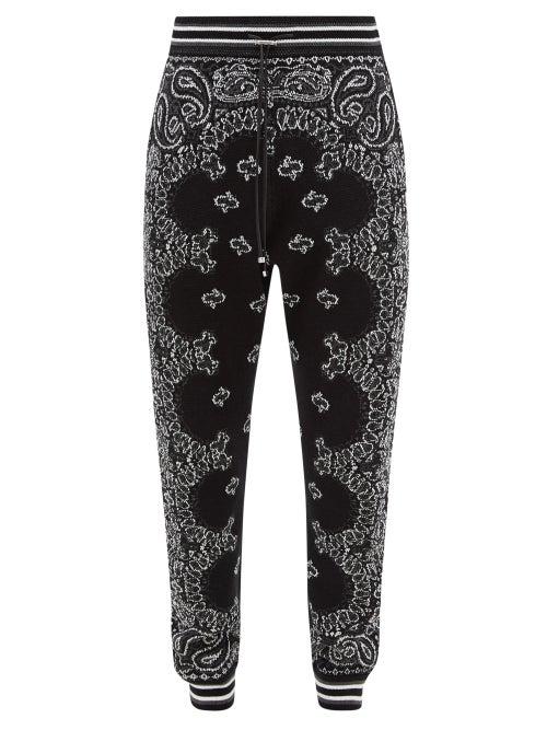 Amiri - Bandana Cotton-blend Track Pants - Mens - Black Grey