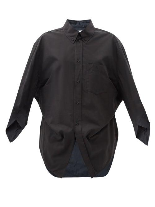 Balenciaga - Twisted Swing Logo-embroidered Cotton-poplin Shirt - Womens - Black