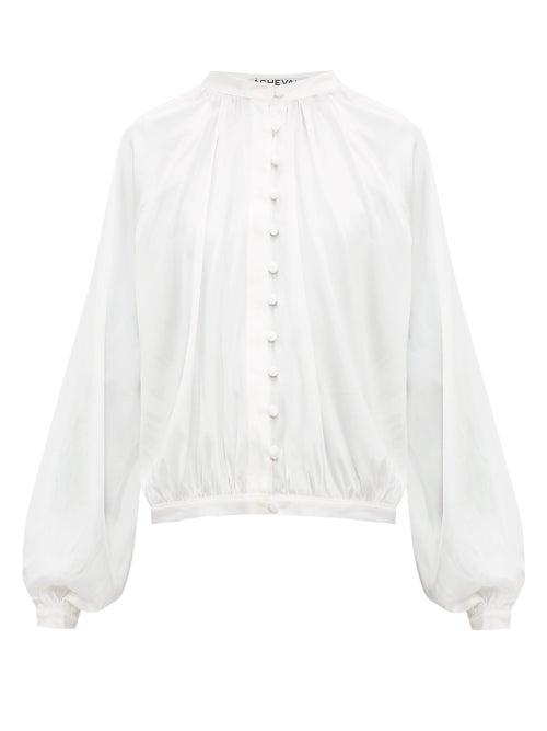 Matchesfashion.com Cheval Pampa - Gloria Silk Blend Satin Blouse - Womens - White