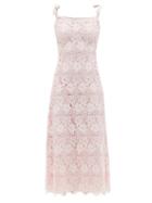 Giambattista Valli - Tie-shoulder Macram-lace Midi Dress - Womens - Light Pink