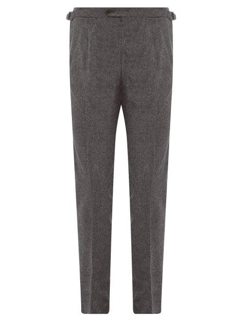 Matchesfashion.com Thom Sweeney - Tailored Pintucked Pleat Wool Trousers - Mens - Grey
