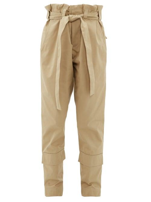 Matchesfashion.com Colville - Paperbag Waist Belted Cotton Twill Trousers - Womens - Beige