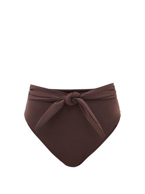 Matchesfashion.com Mara Hoffman - Goldie High-rise Recycled-fibre Bikini Briefs - Womens - Dark Brown