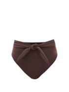 Matchesfashion.com Mara Hoffman - Goldie High-rise Recycled-fibre Bikini Briefs - Womens - Dark Brown