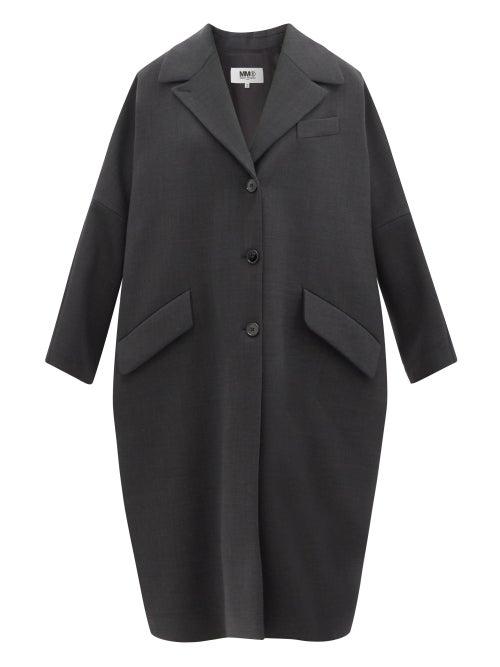 Ladies Rtw Mm6 Maison Margiela - Single-breasted Cocoon Coat - Womens - Charcoal