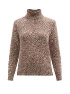 Chlo - Roll-neck Cashmere-blend Tweed Sweater - Womens - Beige Multi