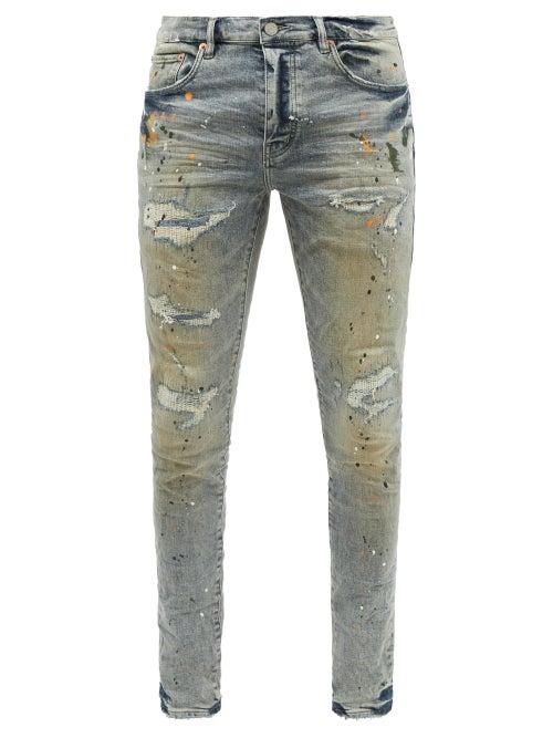 Purple Brand - P001 Distressed Garment-dyed Slim-leg Jeans - Mens - Blue