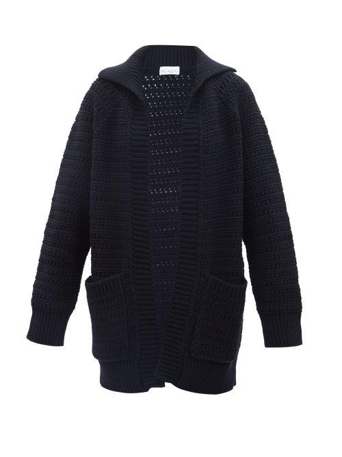 Raey - Recycled-cashmere Crochet Cardigan - Womens - Navy