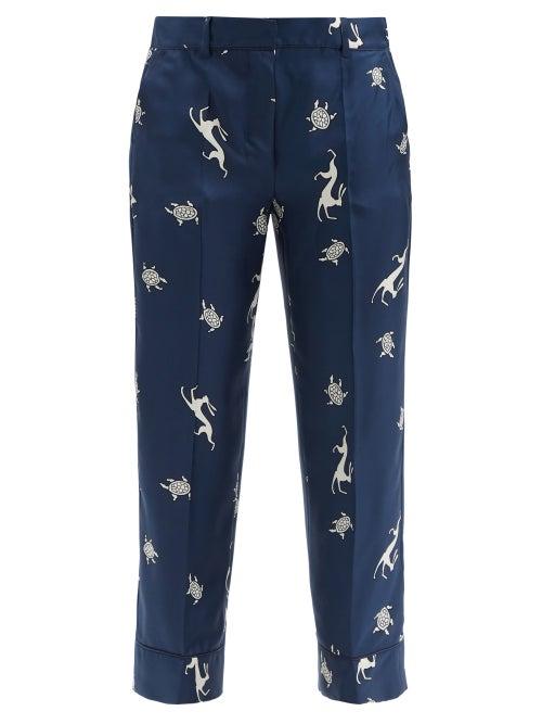 Matchesfashion.com S Max Mara - Sansa Trousers - Womens - Navy Multi
