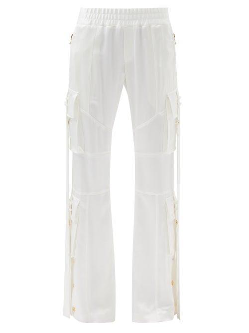 Balmain - Satin Cargo Trousers - Womens - White