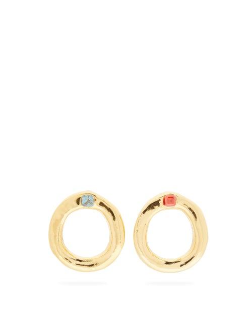 Matchesfashion.com Sonia Boyajian - Medussa Crystal & Gold Plated Hoop Earrings - Womens - Gold