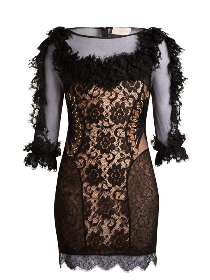 Christopher Kane Ruffled Lace Short Dress