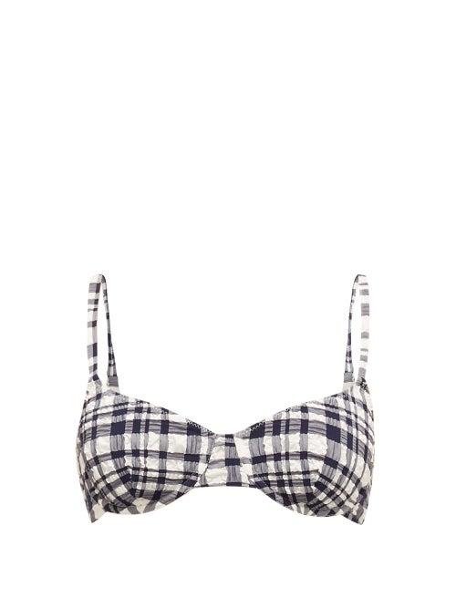 Matchesfashion.com Solid & Striped - The Ginger Gingham Underwired Bikini Top - Womens - Black White