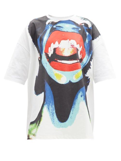 Matchesfashion.com Charles Jeffrey Loverboy - Abstract Face-print Oversized Cotton T-shirt - Womens - White Multi