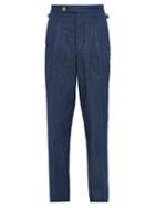 Matchesfashion.com King & Tuckfield - Pleated Denim Trousers - Mens - Indigo