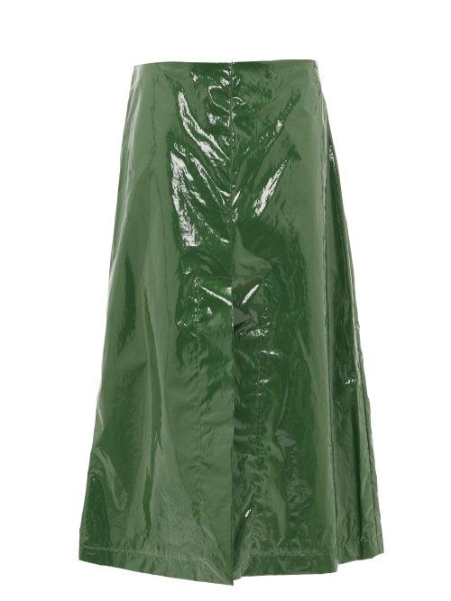 Matchesfashion.com Sara Lanzi - A-line Pvc Midi Skirt - Womens - Green