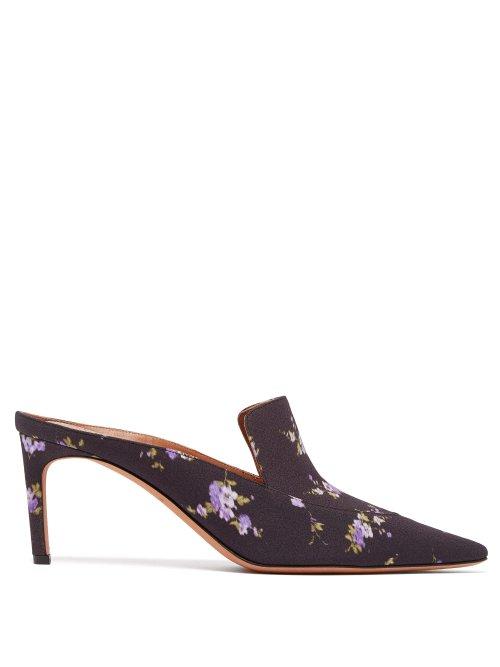 Matchesfashion.com Altuzarra - Davidson Floral Print Silk Mules - Womens - Black Multi