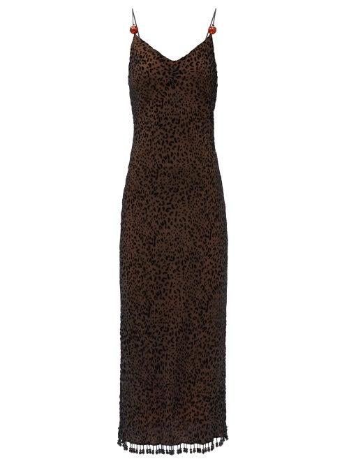 Staud - Clay Leopard-print Velvet Dress - Womens - Black