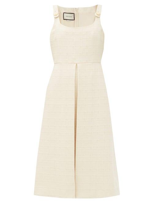Matchesfashion.com Gucci - Checked Cotton-blend Jacquard Dress - Womens - Ivory