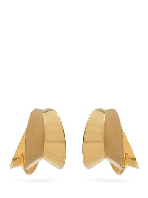 Matchesfashion.com Ryan Storer - Sansevieria Mismatched Hoop Earrings - Womens - Gold