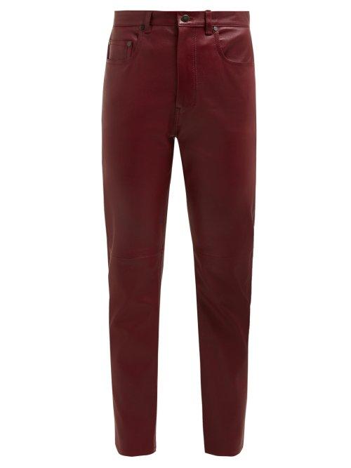 Matchesfashion.com Joseph - Kemp Leather Slim Leg Trousers - Womens - Burgundy