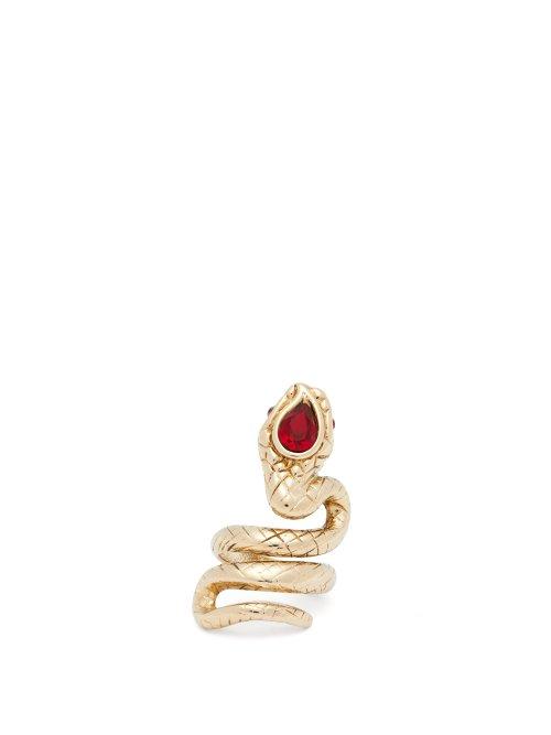 Matchesfashion.com Etro - Crystal Embellished Snake Ring - Womens - Red