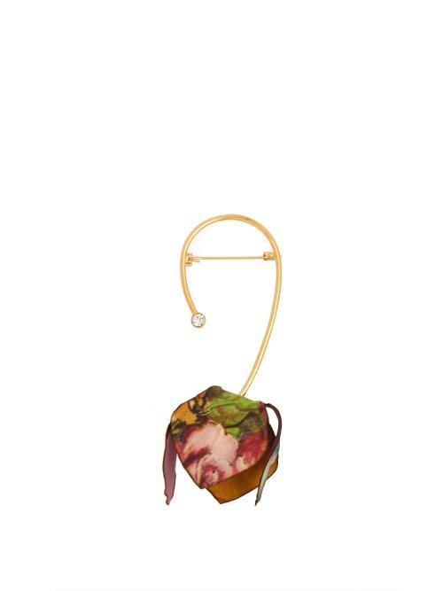 Matchesfashion.com Marni - Printed Fabric Flower Brooch - Womens - Red