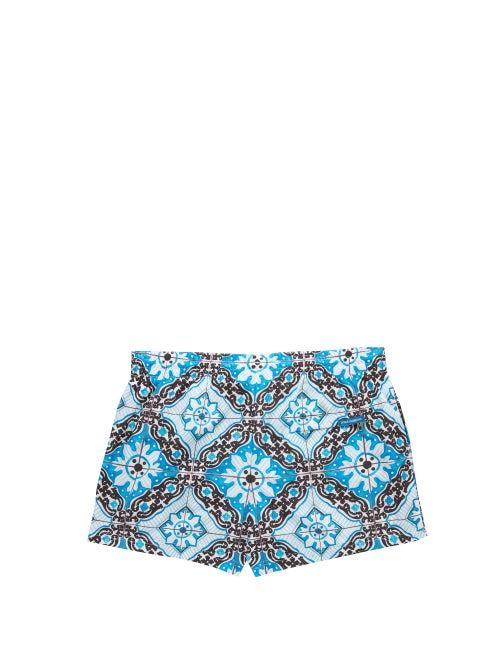 Matchesfashion.com Dolce & Gabbana - Tile-print Swim Shorts - Mens - Black Multi