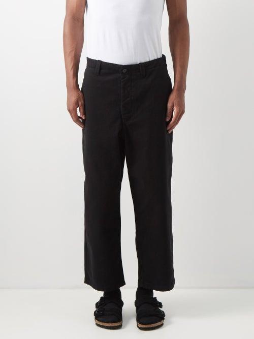 Raey - Cropped Organic-cotton Twill Chinos - Mens - Black