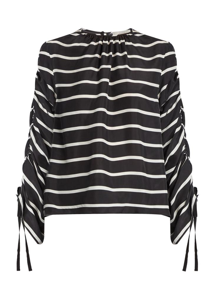 Preen By Thornton Bregazzi Will Ruched Striped Washed-silk Top