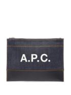 Matchesfashion.com A.p.c. - Axel Leather And Denim Pouch - Mens - Navy